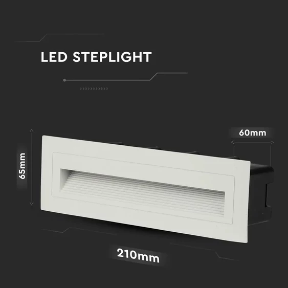 V-TAC 6W fehér LED lépcsővilágítás, IP54, meleg fehér - SKU 8352