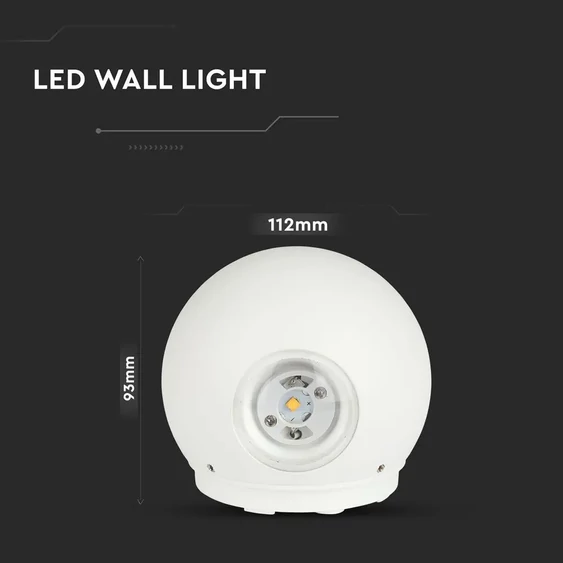 V-TAC 4W kültéri, fehér, fali LED lámpa meleg fehér - SKU 218301