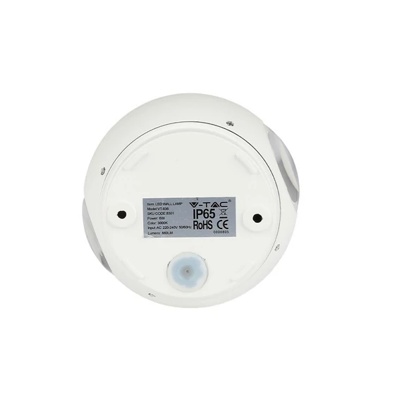 V-TAC 6W kültéri, fehér, fali LED lámpa természetes fehér - SKU 8302