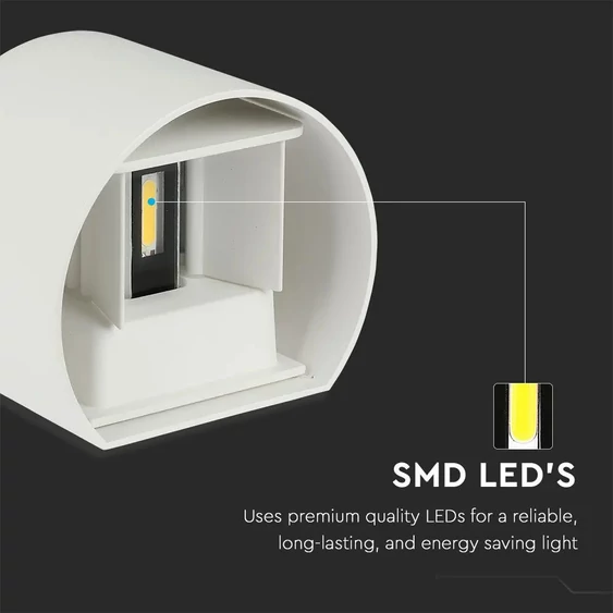 6W Wall Lamp With Bridglux Chip White Body Round IP65 3000K