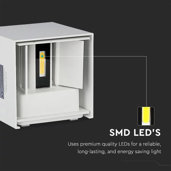 V-TAC 5W kültéri, fehér, szögletes, fali LED lámpa természetes fehér - SKU 217088