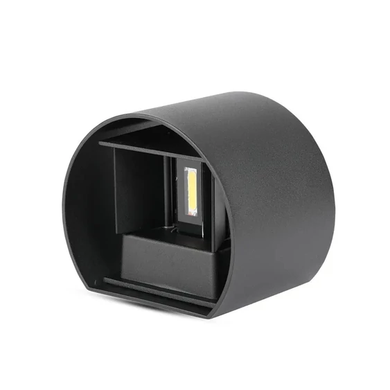 V-TAC 6W kültéri, fekete, kerek, fali LED lámpa természetes fehér - SKU 7090