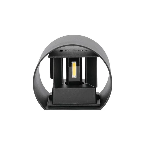 V-TAC 6W kültéri, fekete, kerek, fali LED lámpa természetes fehér - SKU 7090