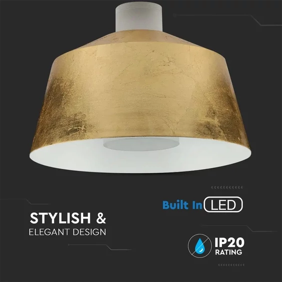 7W Led Pendant Light (Acrylic) - Gold Lamp Shade  250*190mm 3000K