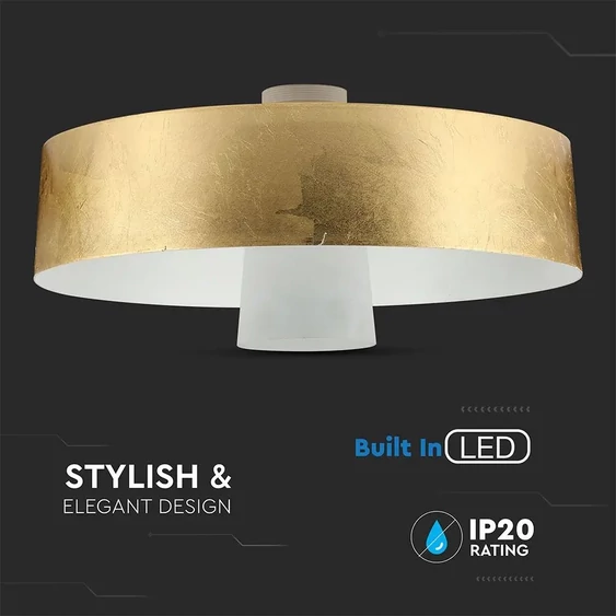 7W Led Pendant Light (Acrylic) - Gold Lamp Shade  340*190mm 3000K