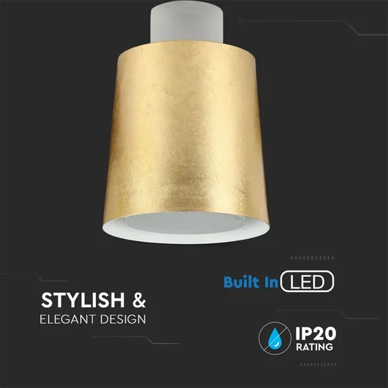 7W Led Pendant Light (Acrylic) - Gold Lamp Shade  120*190mm 4000K