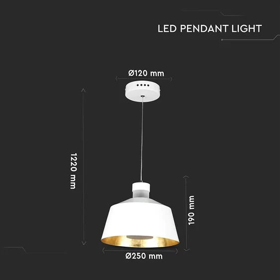 V-TAC 7W csillár, fehér búrával, beépített LED fényforrással, meleg fehér - SKU 3937