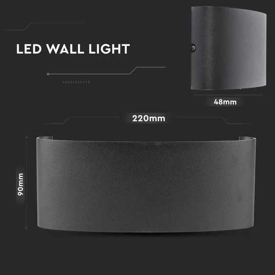 8W LED Wall Light Sand Black IP54 3000K