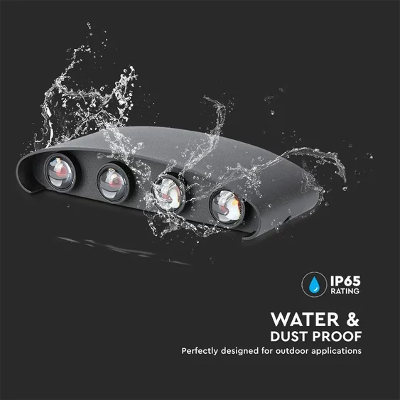 8W LED Wall Light Sand Black IP54 3000K