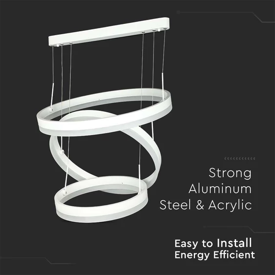 86W LED Dimmable Soft Light Chandelier, 3000K, Round White body