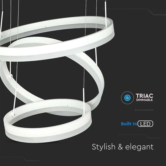 86W LED Dimmable Soft Light Chandelier, 3000K, Round White body