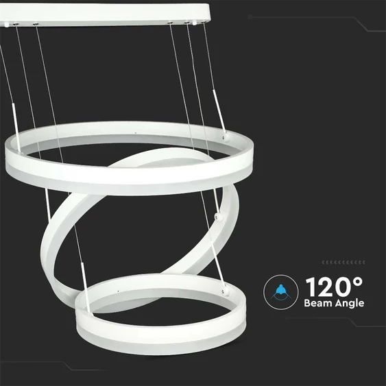 86W LED Dimmable Soft Light Chandelier, 3000K, Round White body