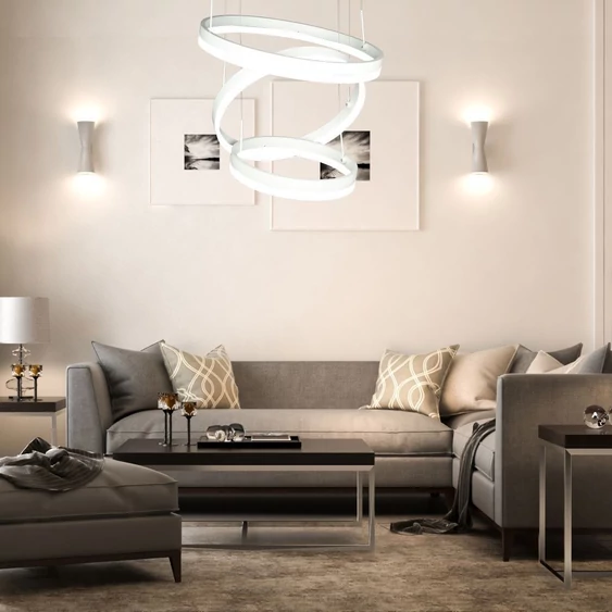 86W LED Dimmable Soft Light Chandelier, 3000K, Round White body