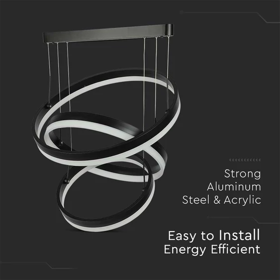 86W LED Dimmable Soft Light Chandelier, 3000K, Round Black body