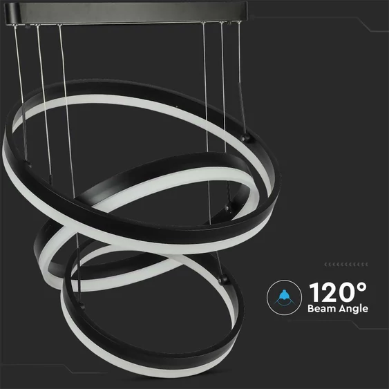 86W LED Dimmable Soft Light Chandelier, 3000K, Round Black body