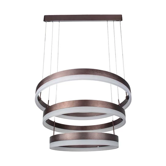 86W LED Dimmable Soft Light Chandelier, 3000K, Round Coffee Brown body