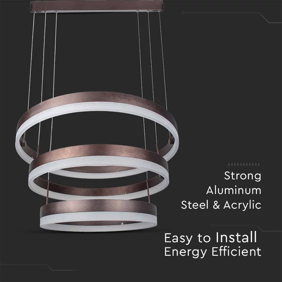 86W LED Dimmable Soft Light Chandelier, 3000K, Round Coffee Brown body