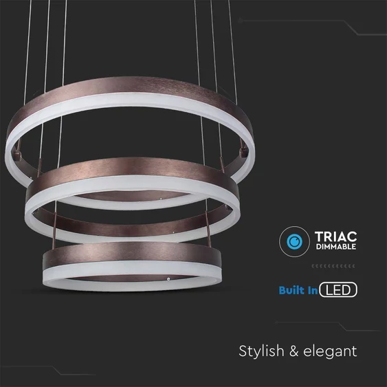 86W LED Dimmable Soft Light Chandelier, 3000K, Round Coffee Brown body