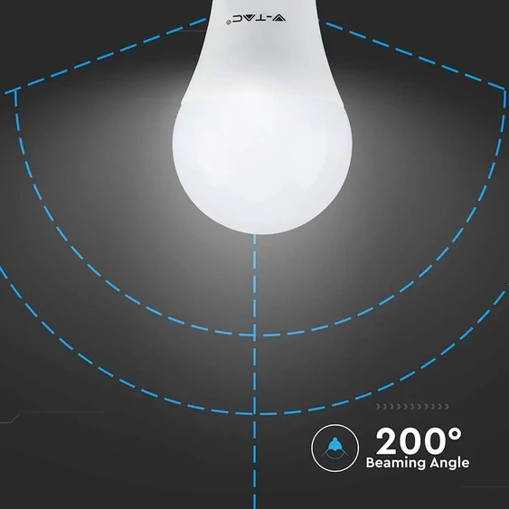 V-TAC 8.5W E27 természetes fehér A60 LED égő, 95 Lm/W - SKU 217261