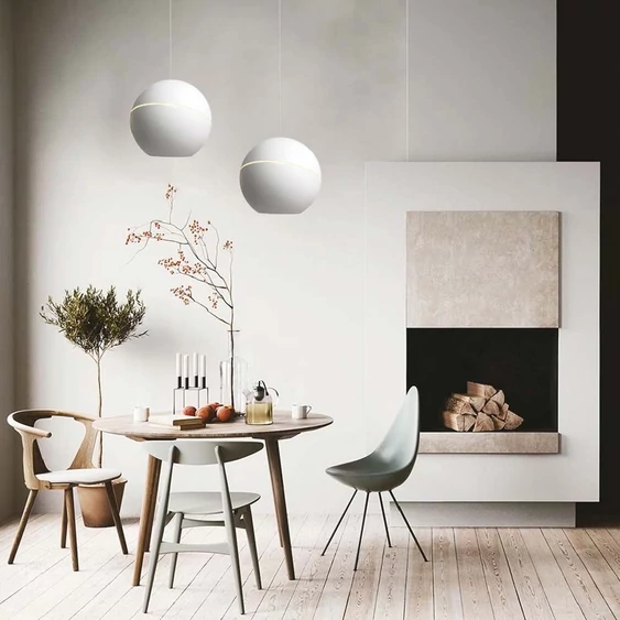 V-TAC 8.5W gömbcsillár díszcsíkkal, 120°, fehér házzal, meleg fehér, 100 Lm/W - SKU 7999
