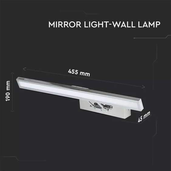 V-TAC 8W beltéri króm fali LED lámpa, tükör-/képvilágítás, természetes fehér - SKU 3900