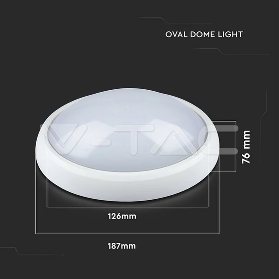 V-TAC 8W ovális IP54 LED lámpa, fehér, természetes fehér - SKU 1263