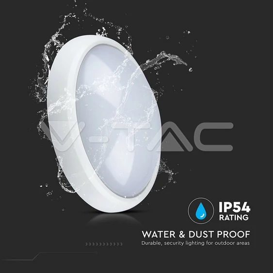 V-TAC 8W ovális IP54 LED lámpa, fehér, természetes fehér - SKU 1263