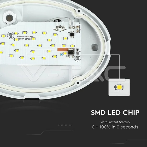 V-TAC 8W ovális IP54 LED lámpa, fehér, természetes fehér - SKU 1263
