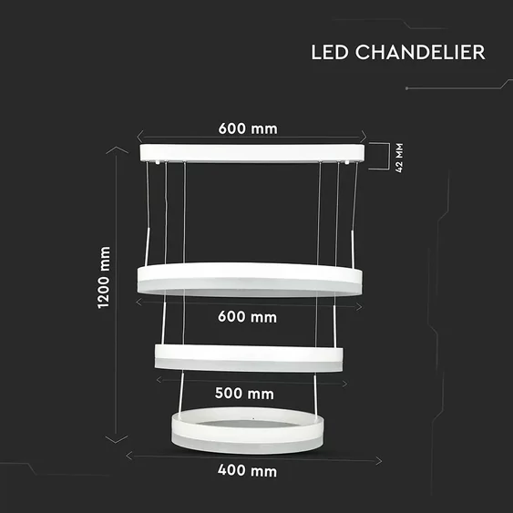 92W Soft Light Chandelier Dimmable White 3000K
