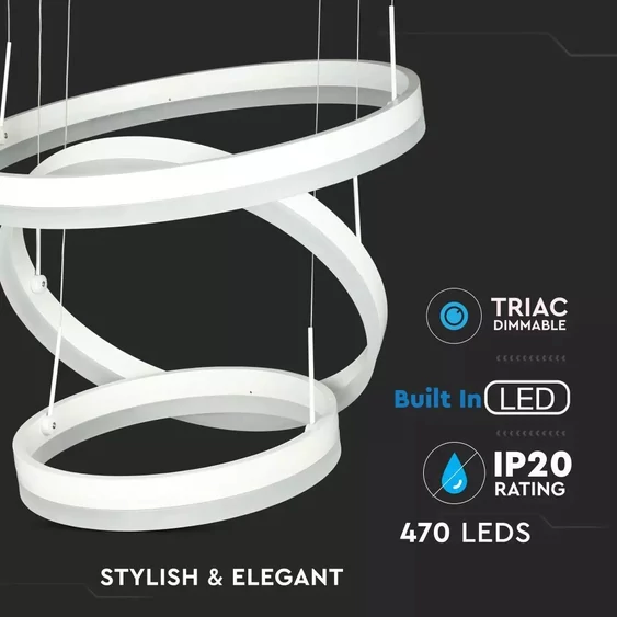 92W Soft Light Chandelier Dimmable White 3000K