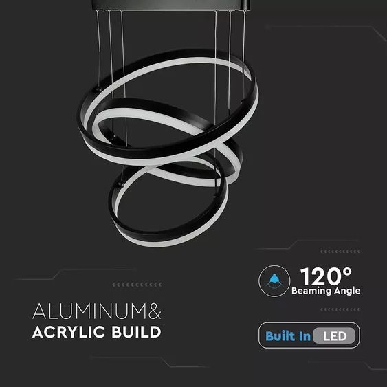 92W Soft Light Chandelier Dimmable Black 3000K