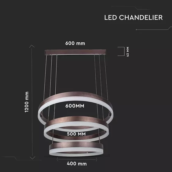 92W Soft Light Chandelier Dimmable Coffee 3000K