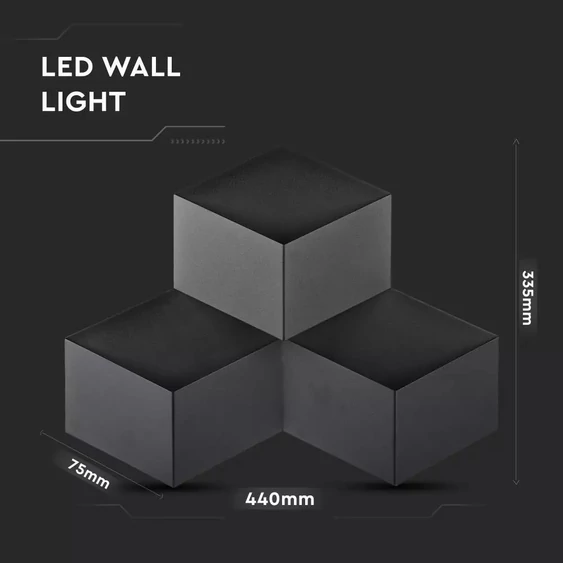 9W LED Wall Light Black Body 3000K IP20