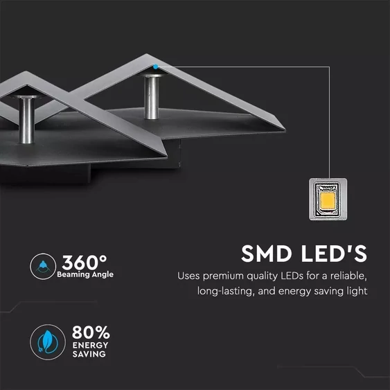 9W LED Wall Light Black Body 3000K IP20