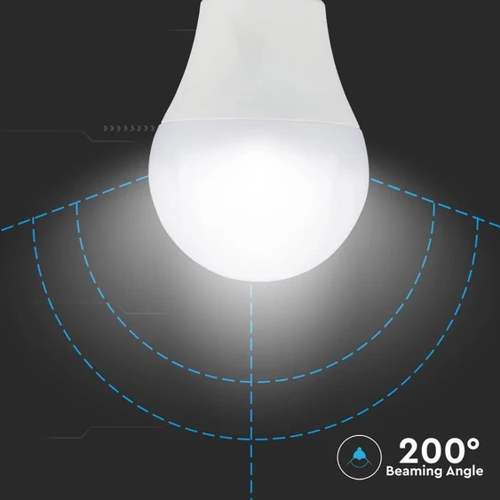 V-TAC 9W E27 meleg fehér mozgásérzékelős alkonykapcsolós LED égő - SKU 2760