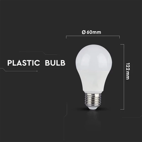 LED Bulb - 9W E27 A60 Thermoplastic 3Step Dimming 4000K 2 PCS/Blister - NEW
