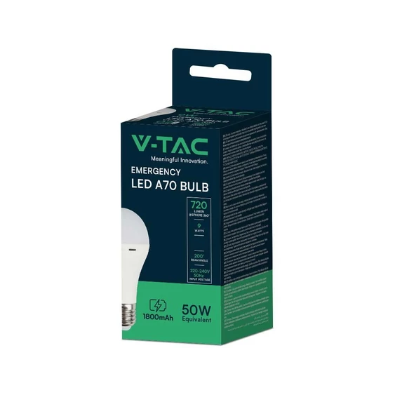 LED Bulb - 9W E27 A70 LED bulb with emergency battery, 4000K