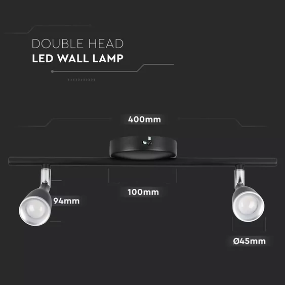 9W Led Wall Lamp 3000K Black