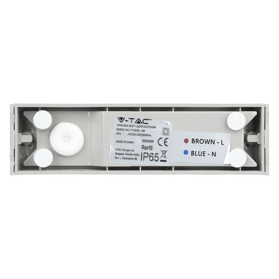 V-TAC 9W kültéri, téglatest alakú, fali LED lámpa természetes fehér - SKU 8240