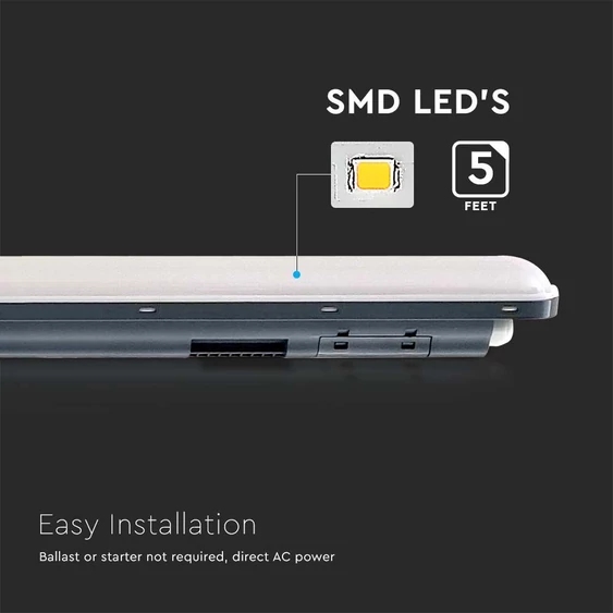 V-TAC ABS LED lámpa 150cm 48W IP65 hideg fehér 120 Lm/W (X-Széria) - SKU 10222