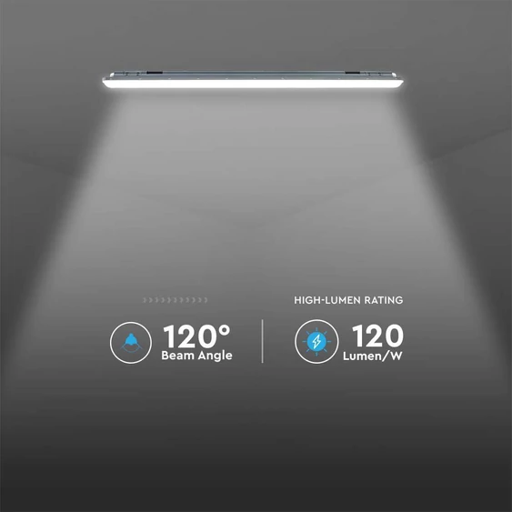 V-TAC ABS LED lámpa 150cm 48W IP65 hideg fehér 120 Lm/W (X-Széria) - SKU 10222