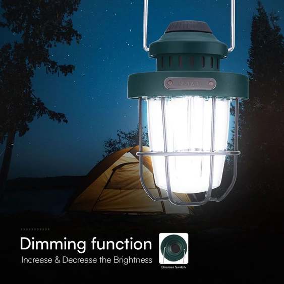 V-TAC akkumulátoros kempinglámpa, 3W SMD és 2W, állítható színhőmérséklettel - SKU 23337