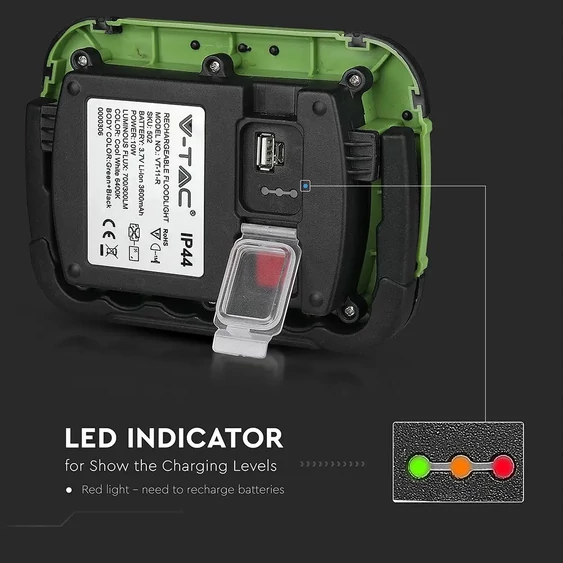10W LED Floodlight Rechargeable SAMSUNG CHIP USB + SOS Function IP44 6400