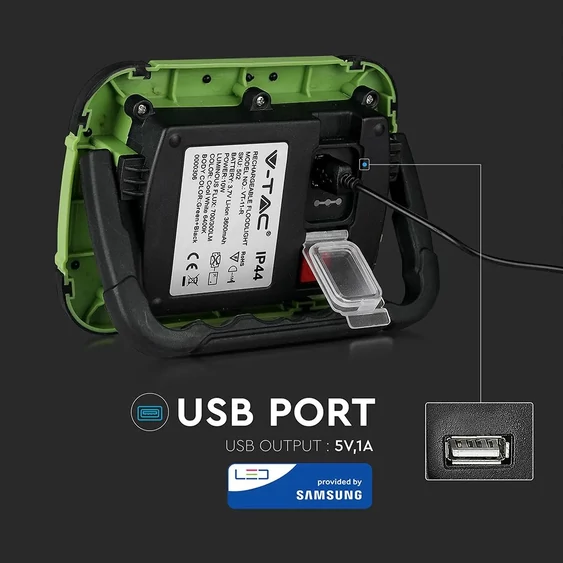 10W LED Floodlight Rechargeable SAMSUNG CHIP USB + SOS Function IP44 4000