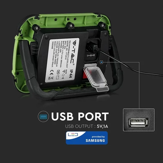 20W LED Floodlight Rechargeable SAMSUNG CHIP USB + SOS Function IP44 6400