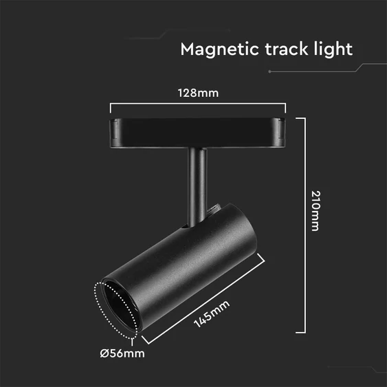 V-TAC állítható 20W spot LED lámpatest Slim 48V mágneses sínhez, meleg fehér - SKU 10255