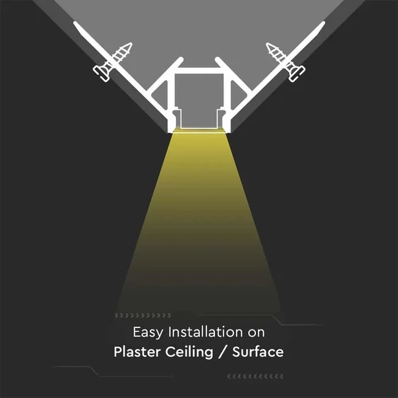 Led Strip Mounting Kit With Diffuser Aluminum Milky Gypsum Outer Corner 2000MM