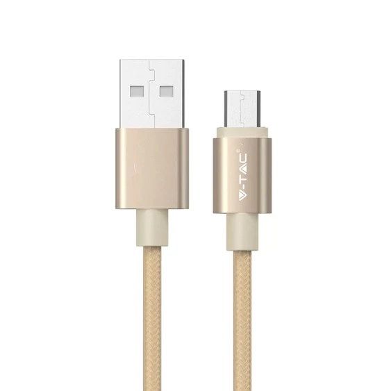 V-TAC arany, USB - Micro USB 1m hálózati kábel - SKU 8490