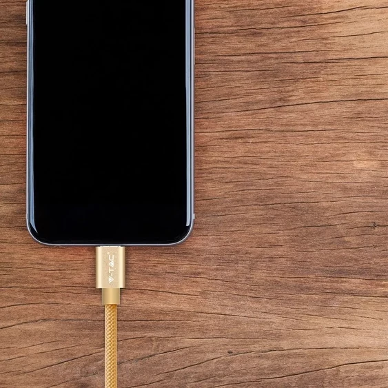 V-TAC arany, USB - Micro USB 1m hálózati kábel - SKU 8490