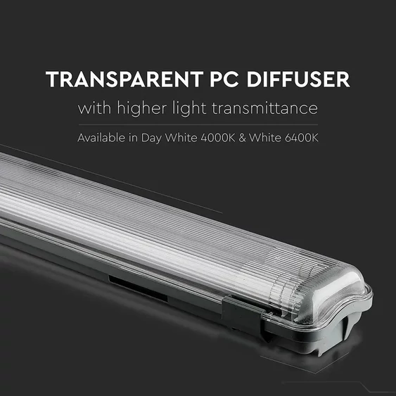 V-TAC armatúra 2 db LED fénycsővel 60cm 20W IP65 hideg fehér - SKU 6466